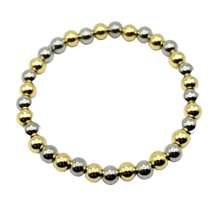 Two Tone Stainless Steel Ball Bead Stretch Bracelet - 6 and 8 MM bead sizes