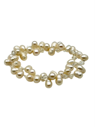 Freshwater Pearl Stretch Bracelet with Crystal beads