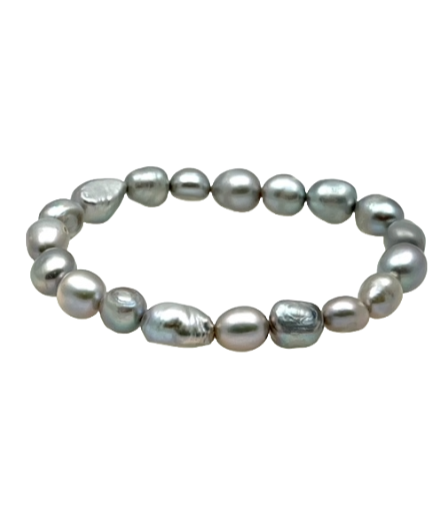 Gray Freshwater Pearl Stretch Bracelet