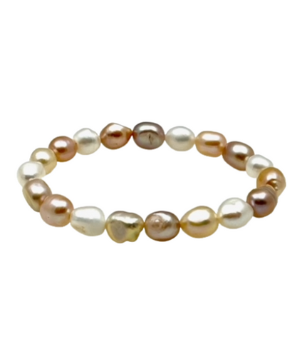 Multiple Pastel Colors Freshwater Pearl Stretch Bracelet