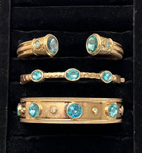 24/7 Wear Vintage Gold Hinged Cuff with Inlaid Crystal or Pearl End Caps - 5 Colors