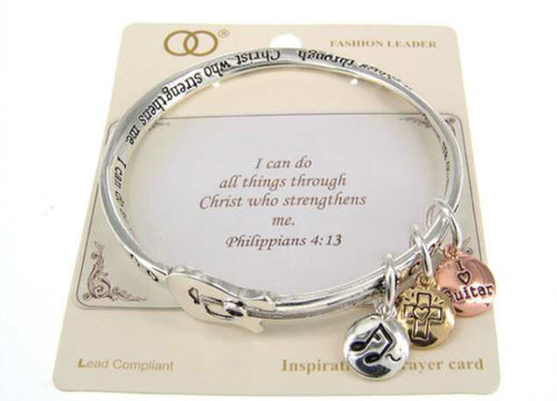 Philippians 4:13 charm bangle Inspirational Scripture bracelet