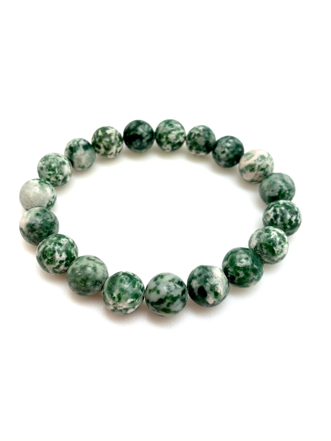 Genuine Stone Bracelet 10mm Bead Size - Greenspot Jasper