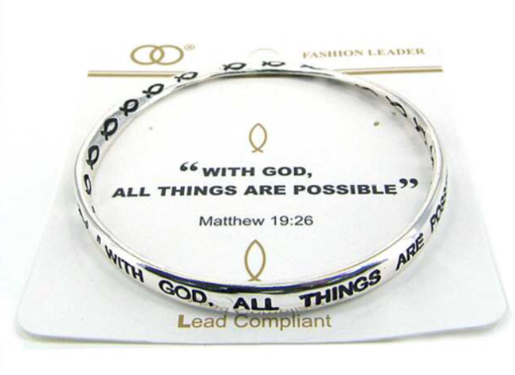 Matthew 19:26 With God All Things Are Possible stretch Inspirational Scripture bracelet