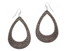 KINDA SPARKLY SILVER FAUX LEATHER HOLLOW DROP EARRINGS