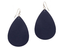 NAVY BLUE FAUX LEATHER DROP EARRINGS