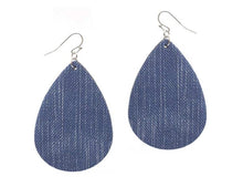 BLUE DENIM FAUX LEATHER DROP EARRINGS