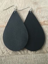 BLACK FAUX LEATHER DROP EARRINGS