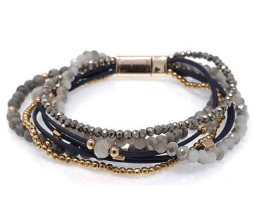 Multi strand larvikite stone magnetic bracelet