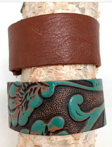 Wide Leather Adjustable Snap Bracelet