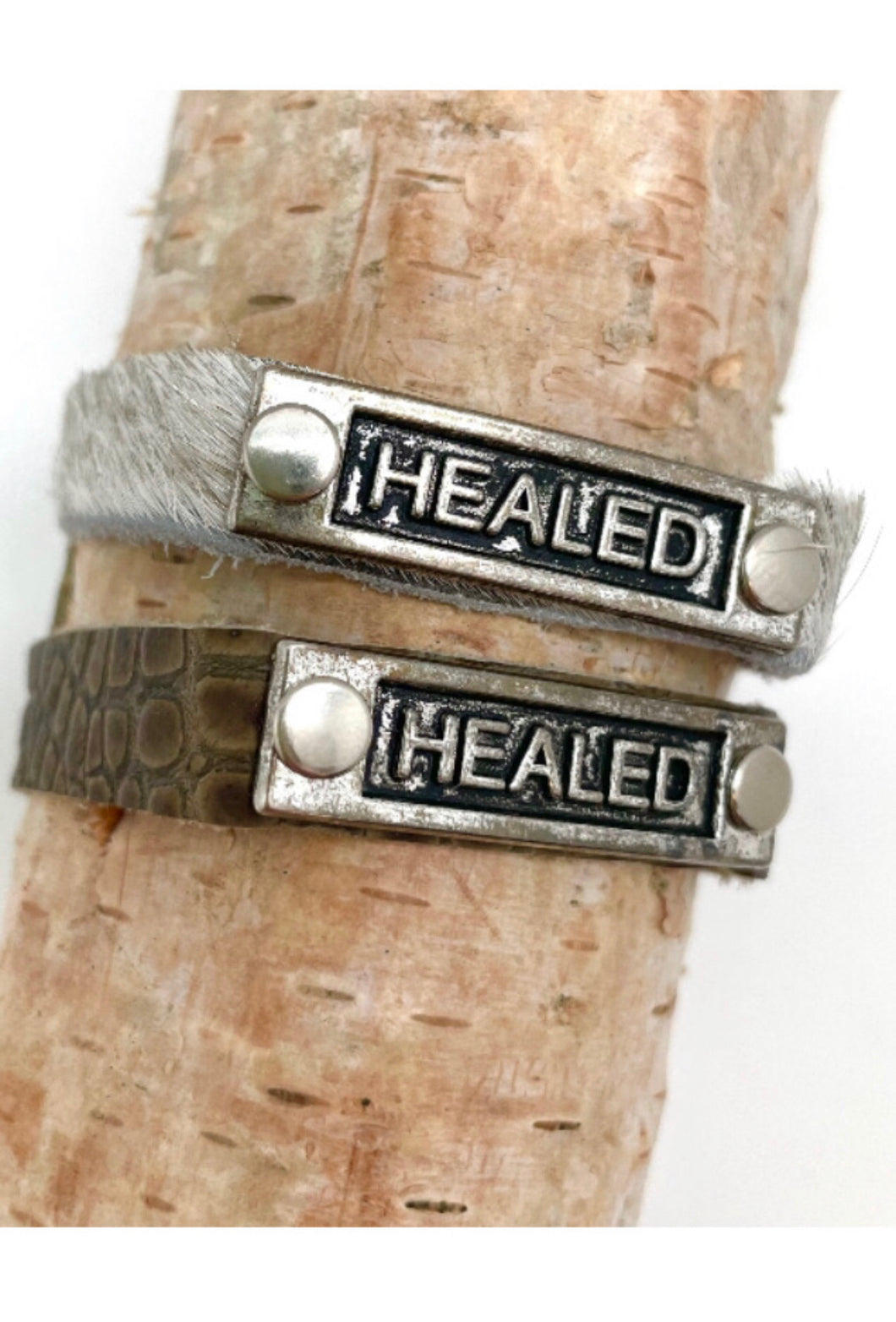 Leather Adjustable Snap Inspirational Bracelet HEALED