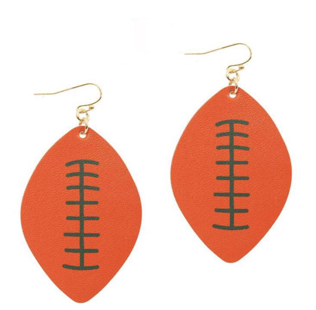 College Football Leather Sport Earrings Orange and Green