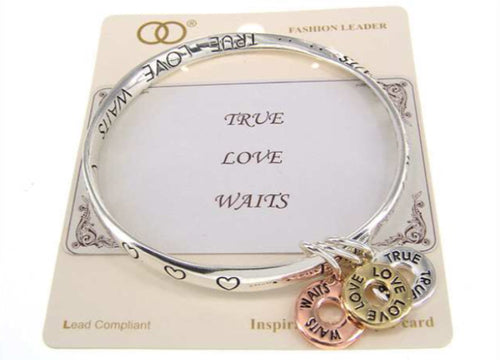 TRUE LOVE WAITS charm bangle Inspirational family bracelet