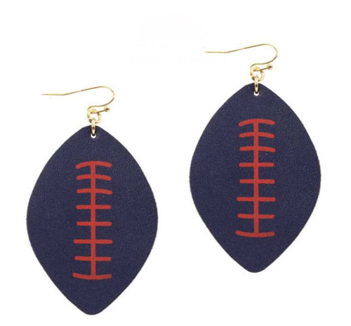 College Football Leather Sport Earrings Red and Navy