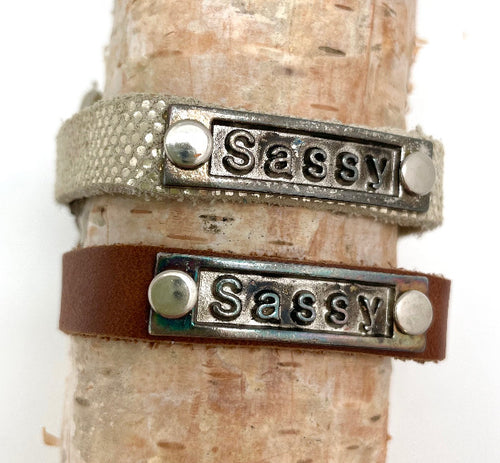 Leather Adjustable Snap Inspirational Bracelet SASSY