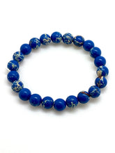 Genuine Stone Bracelet 8 and 10mm Bead Size - Navy Blue Emperor