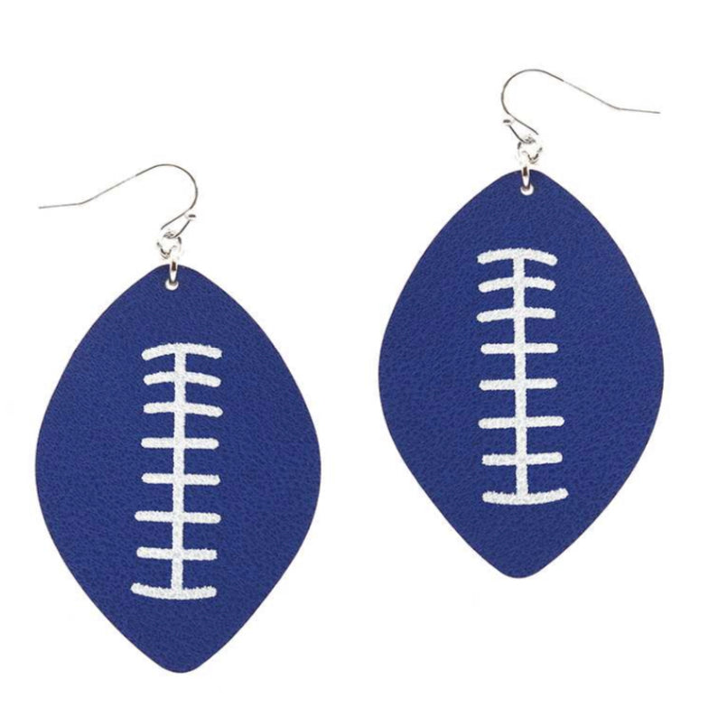 College Football Leather Sport Earrings Navy and White