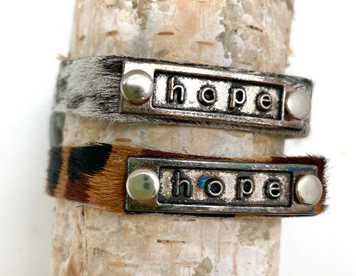 Leather Adjustable Snap Inspirational Bracelet HOPE