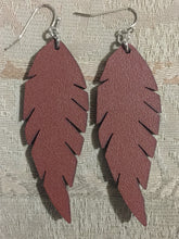 BROWN FAUX LEATHER FEATHER EARRINGS