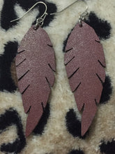 BROWN FAUX LEATHER FEATHER EARRINGS