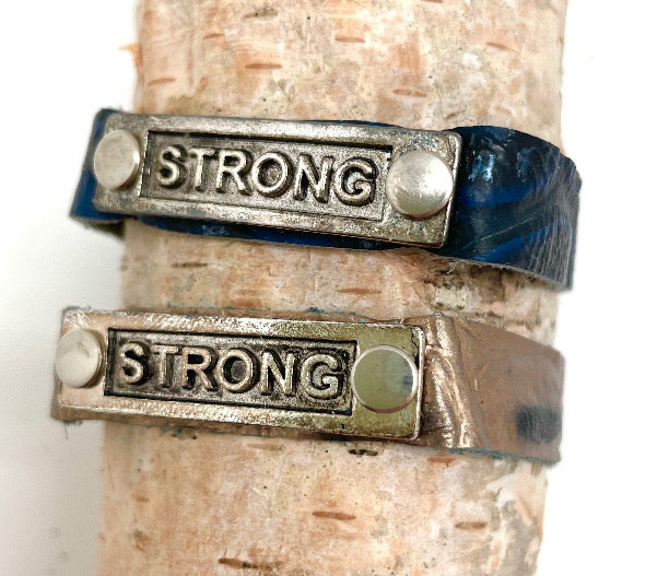 Leather Adjustable Snap Inspirational Bracelet STRONG