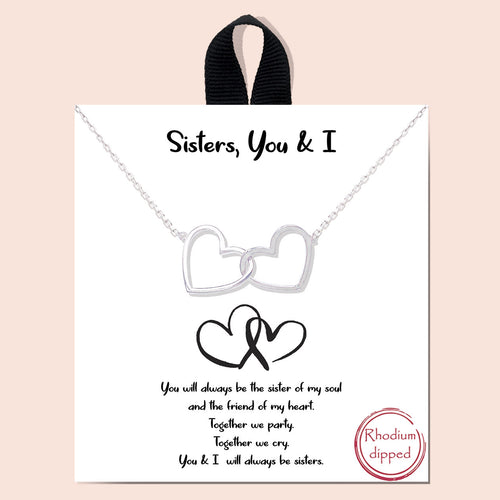 Sisters You and I Silver Inspirational Necklace on Gift Card