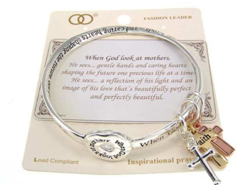 When God Look at Mothers charm bangle Inspirational family bracelet