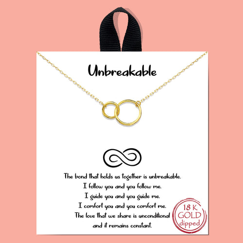 Unbreakable Gold Inspirational Necklace on Gift Card