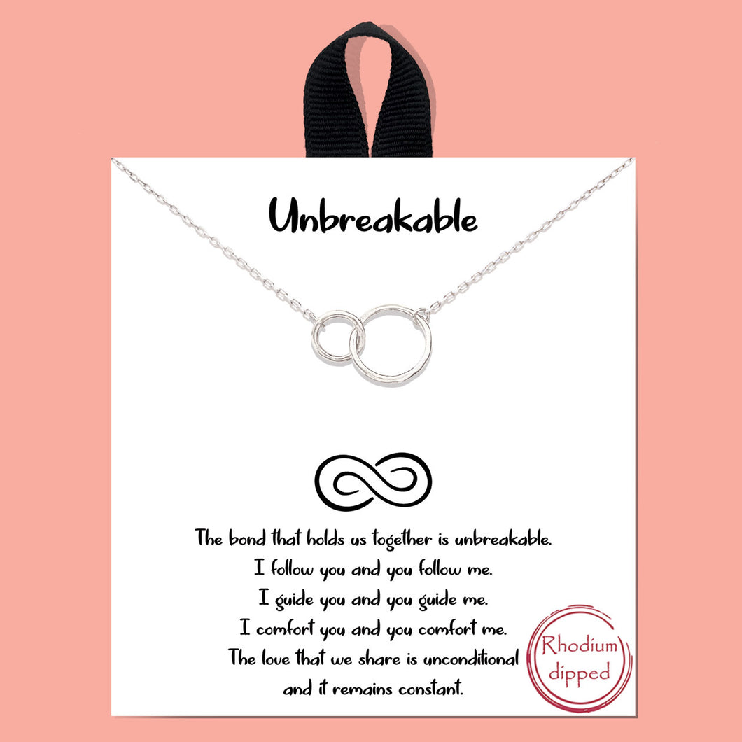 Unbreakable Silver Inspirational Necklace on Gift Card