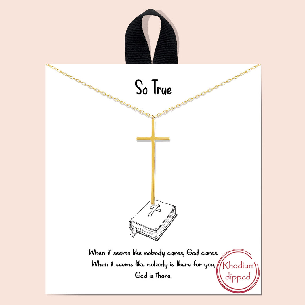 So True Cross Gold Inspirational Necklace on Gift Card