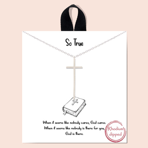 So True Cross Silver Inspirational Necklace on Gift Card