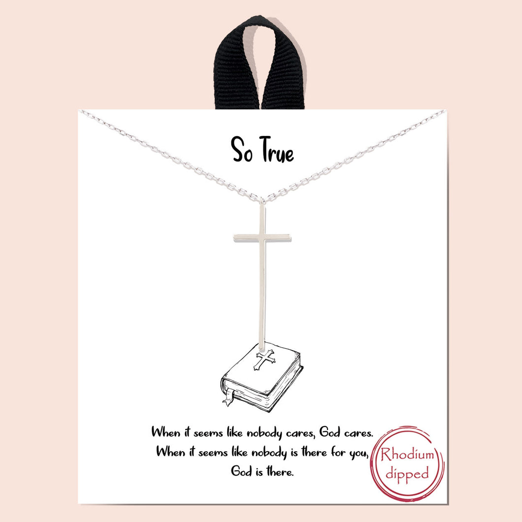 So True Cross Silver Inspirational Necklace on Gift Card