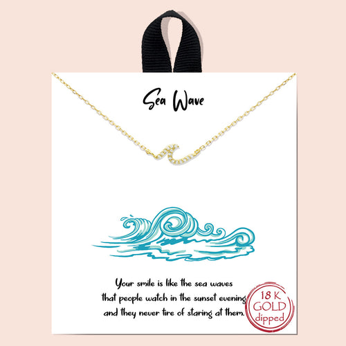 Sea Wave Gold Inspirational Necklace on Gift Card