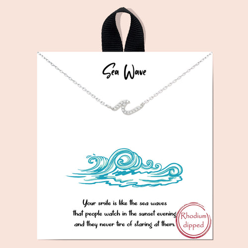 Sea Wave Silver Inspirational Necklace on Gift Card