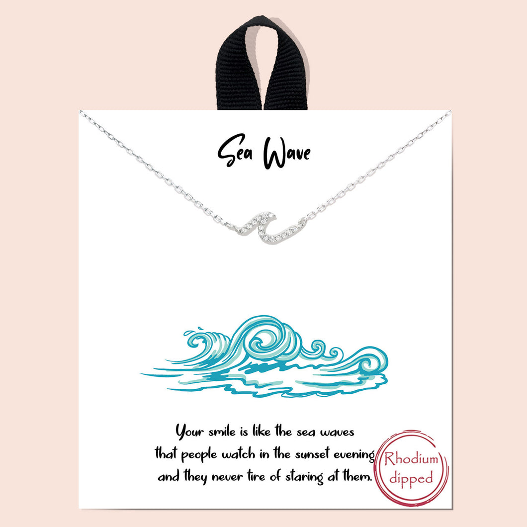 Sea Wave Silver Inspirational Necklace on Gift Card