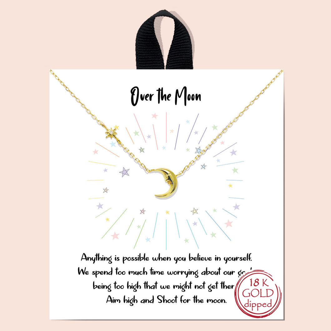 Over the Moon Gold Inspirational Necklace on Gift Card