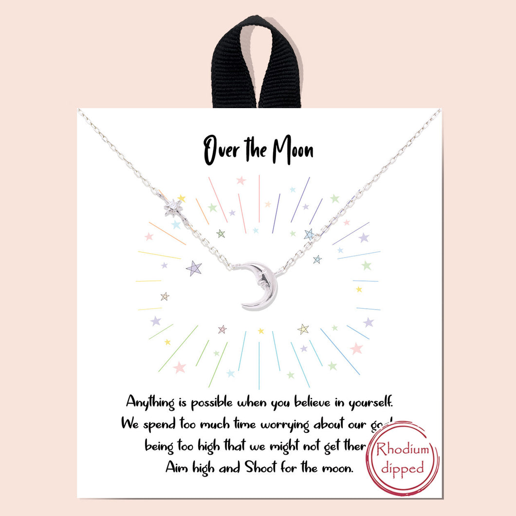 Over the Moon Silver Inspirational Necklace on Gift Card