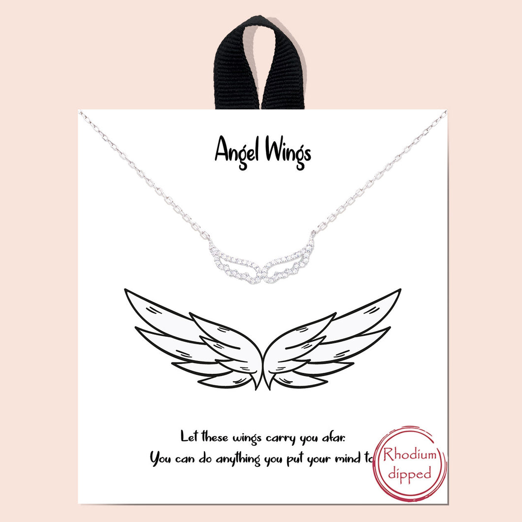 Angel Wings Silver Inspirational Necklace on Gift Card