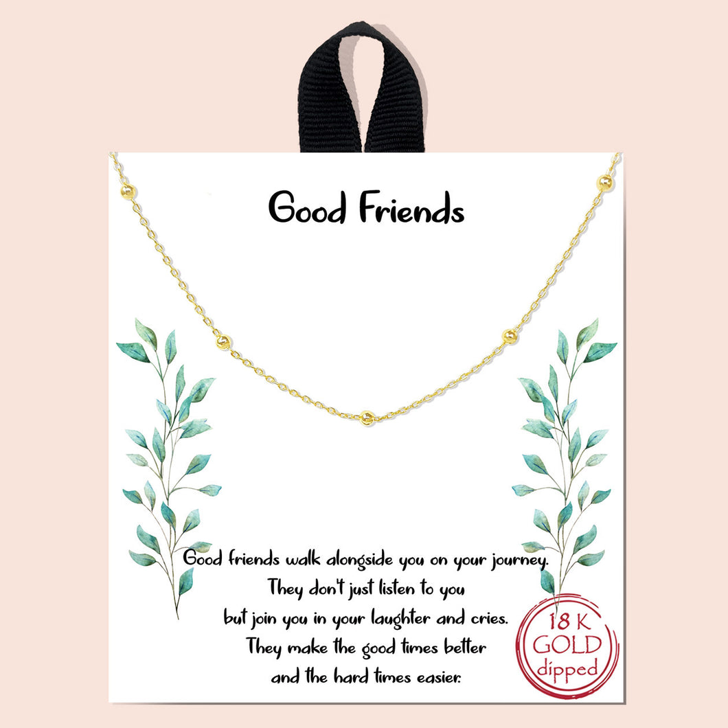 Good Friends Gold Inspirational Necklace on Gift Card