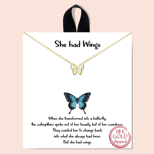 She Had Wings Gold Inspirational Necklace on Gift Card