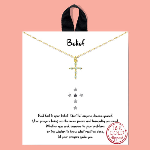 Belief Gold Inspirational Necklace on Gift Card