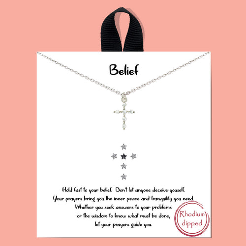 Belief Silver Inspirational Necklace on Gift Card