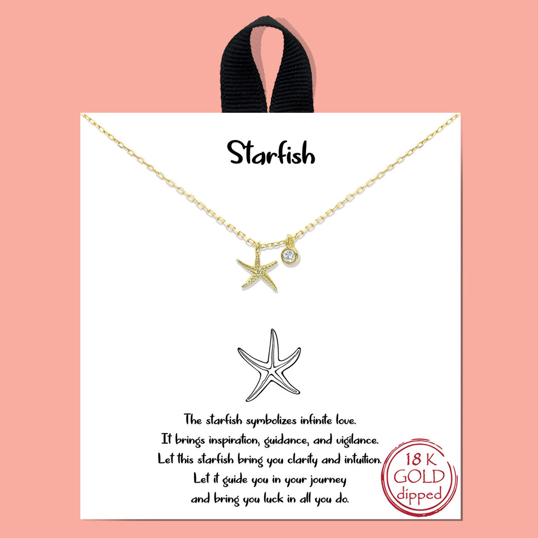 Starfish Gold Inspirational Necklace on Gift Card