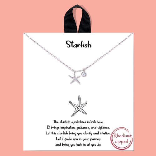 Starfish Silver Inspirational Necklace on Gift Card