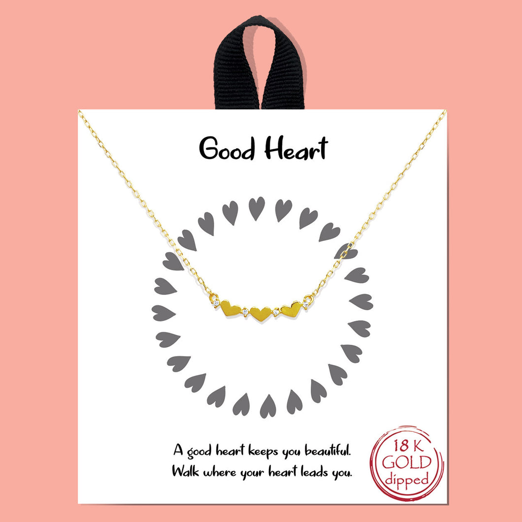 Good Heart Gold Inspirational Necklace on Gift Card