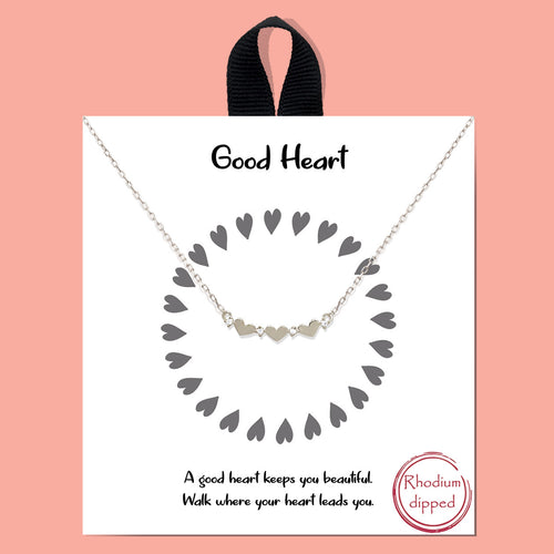 Good Heart Silver Inspirational Necklace on Gift Card