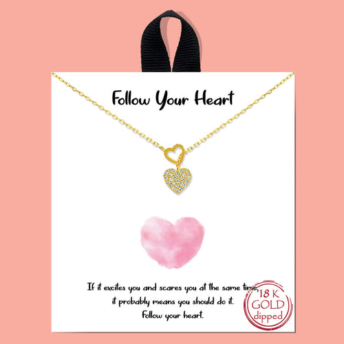 Follow Your Heart Gold Inspirational Necklace on Gift Card