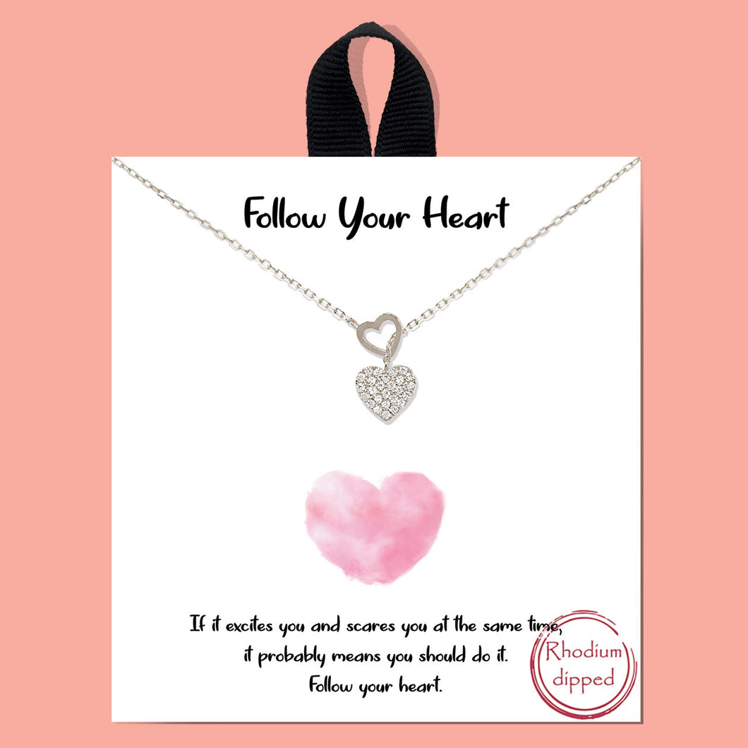 Follow Your Heart Silver Inspirational Necklace on Gift Card