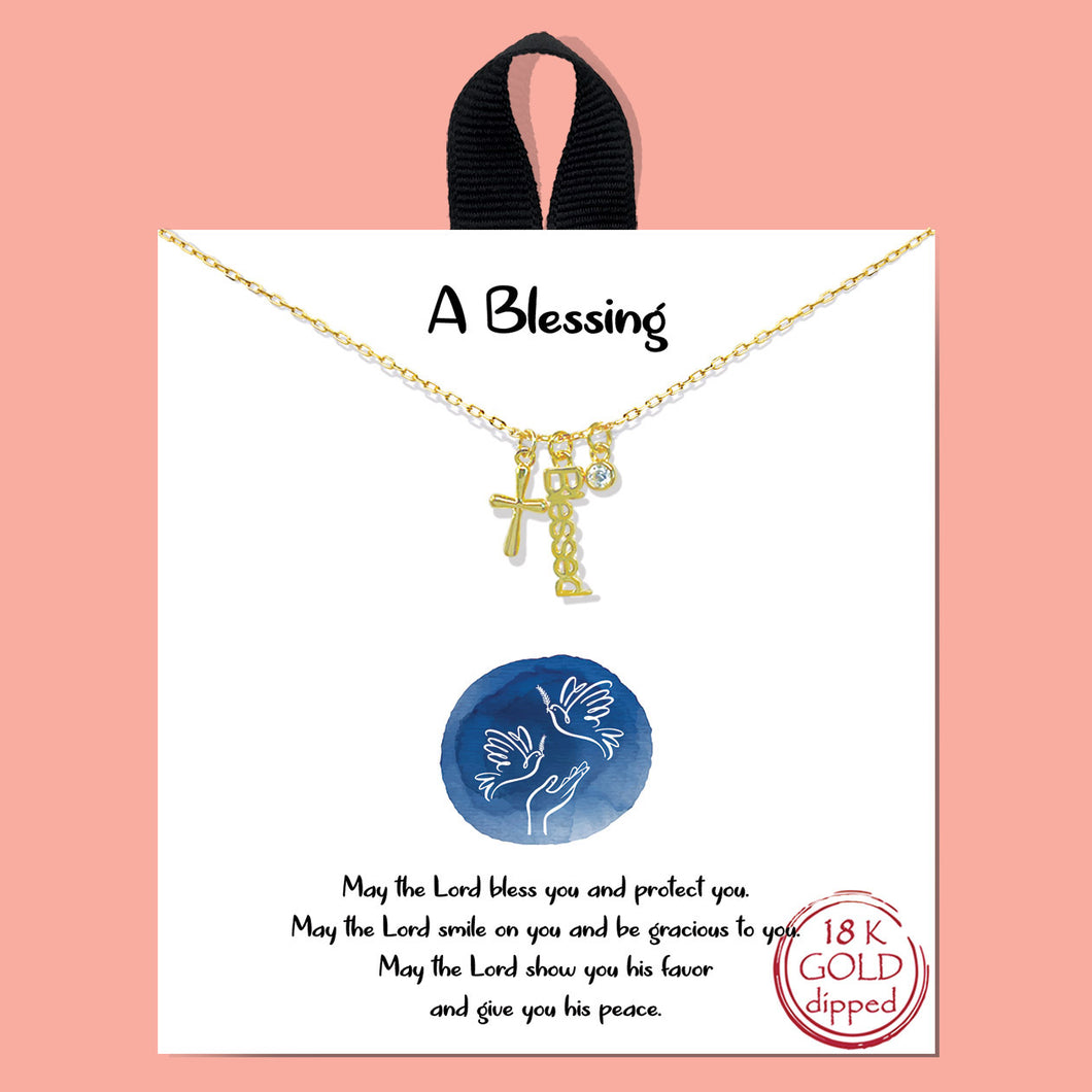 A Blessing Gold Inspirational Necklace on Gift Card