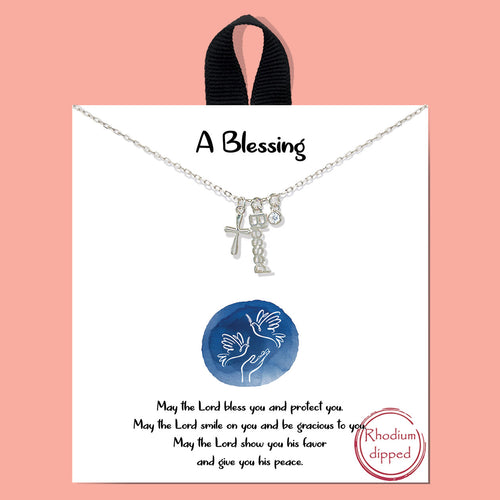 A Blessing Silver Inspirational Necklace on Gift Card